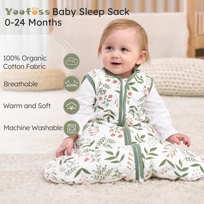 Yoofoss Baby Sleep Sack Baby Wearable Blanket 100% Cotton 2-Way Zipper Toddler Sleeping Sack