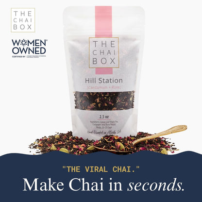 The Chai Box Traditional Cardamom Chai with Rose - 100% Organic Black Tea