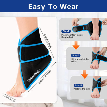Ankle Ice Pack Wrap for Heel Swelling Pain Relief Reusable Gel Hot Cold Compress for Achilles Tendonitis Plantar Fasciitis, Post-Surgery, Sports Injury(1pcs,Blue)