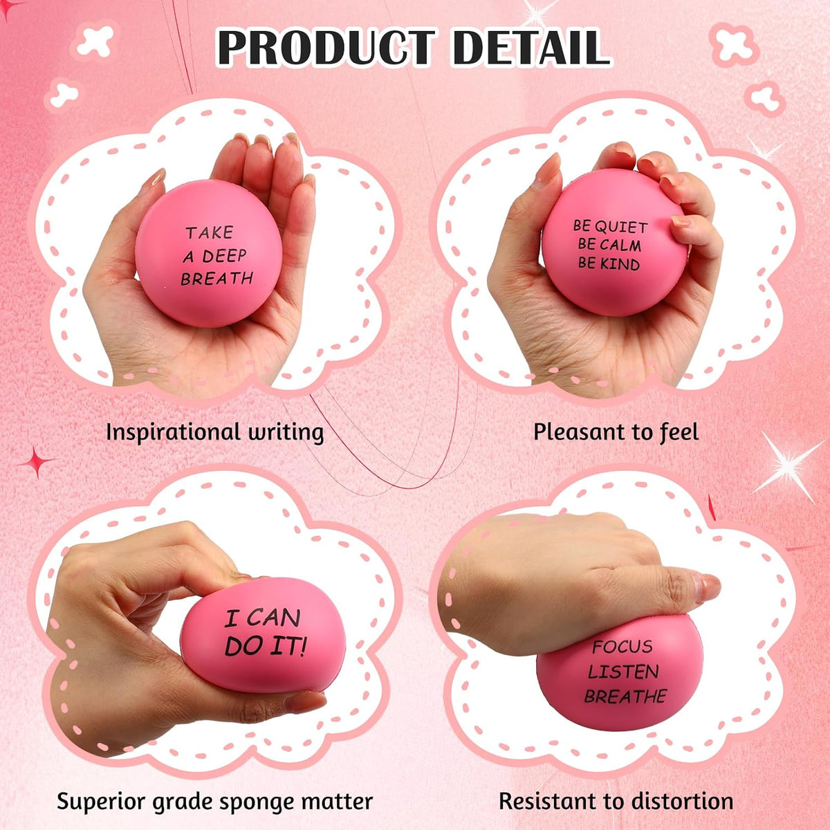 Ceenna 4 Pcs Motivational Balls for Adults Anxiety Relief, Black