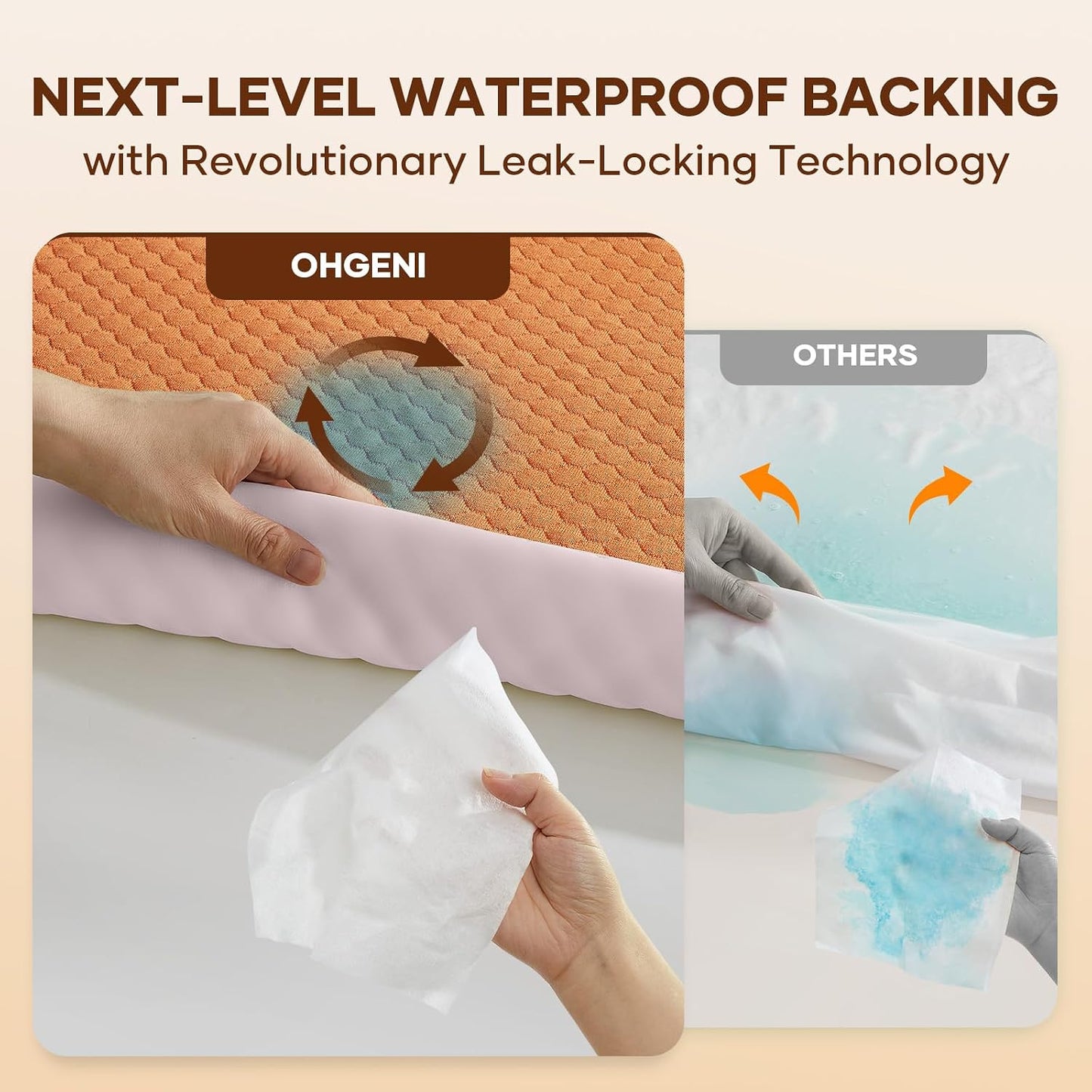 OhGeni 100% Waterproof Mattress Protector,Queen Size Premium Bamboo Mattress Pad,Pet Hair & Bedwetting Resistant,Cooling Breathable Fitted Sheets,Washable Bed Cover,Non-Slip Deep Pocket for Bedroom