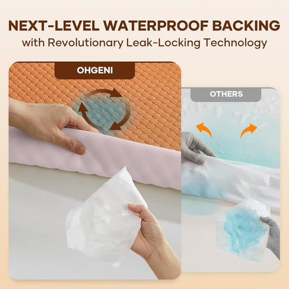 OhGeni 100% Waterproof Mattress Protector,Queen Size Premium Bamboo Mattress Pad,Pet Hair & Bedwetting Resistant,Cooling Breathable Fitted Sheets,Washable Bed Cover,Non-Slip Deep Pocket for Bedroom