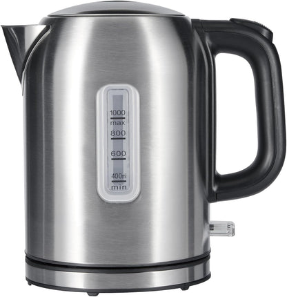Amazon Basics Electric Kettle with Glass Carafe for Tea and Coffee, BPA-Free, Fast Boiling, Auto Shut-Off, Boil-Dry Protection, Water Level Indicator, 1.7 Liter, 1500W, Black and Silver