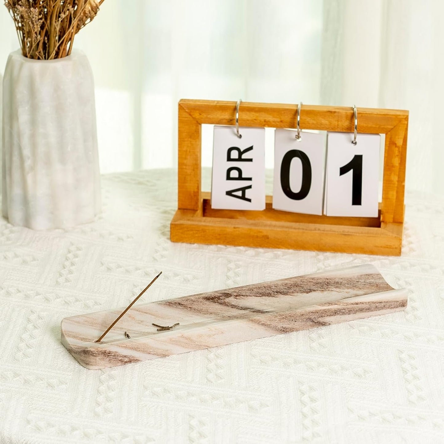Koville Marble Incense Holder, Incense Holder for Sticks, Incense Sticks Holder Ash Catcher for Meditation Yoga SPA, Natural Stone Incense Burner, Home Table Decor (Grey)