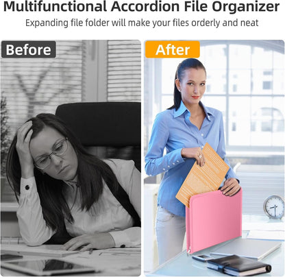 Fireproof Accordion File Organizer, Expanding File Folder with 13 Pockets