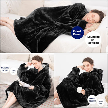 Aemicion Strawberry Blanket Hoodie,Oversized Sherpa Wearable Hooded Blanket,Warm Cozy Sweatshirt Gifts for Women Girls Adult