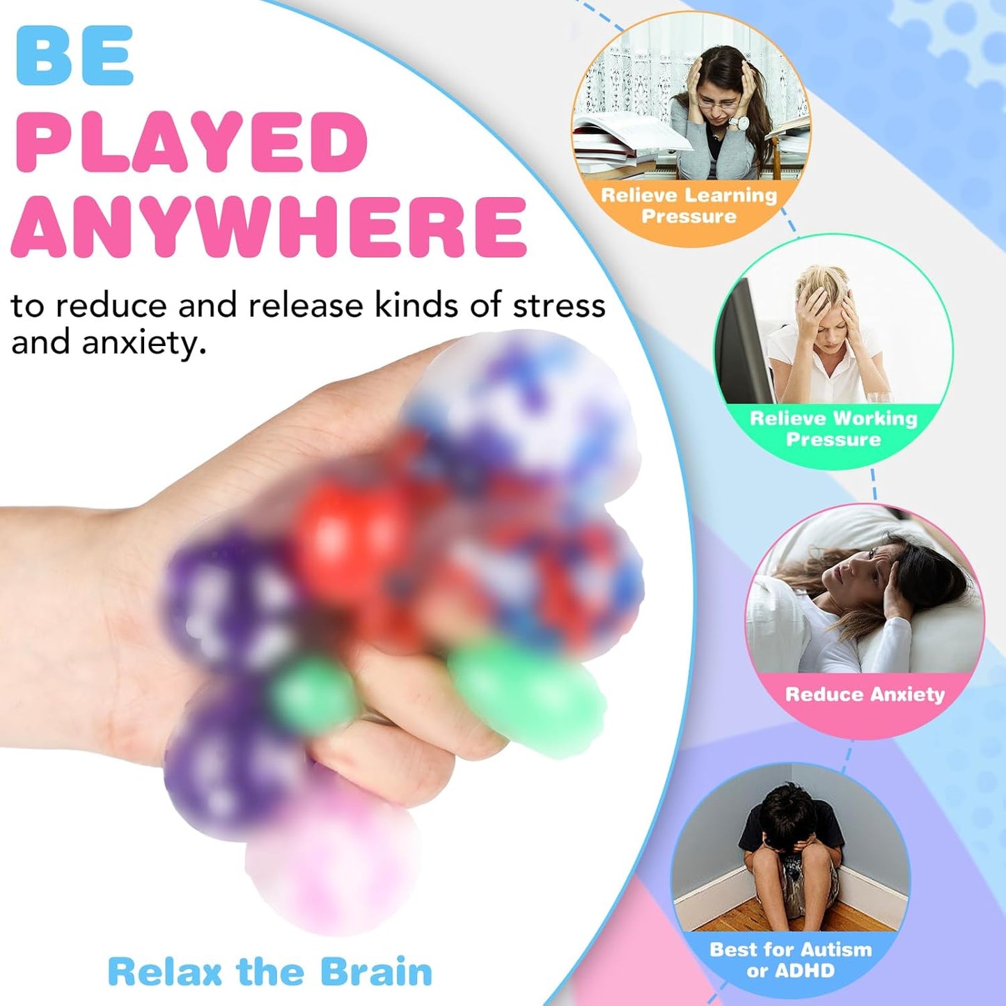 VESPRO 12 Pack Fidget Stress Balls for Adults, Cute Octopus Stress Sensory Stress Ball, Bulk Squishy Squeeze Ball Toys Set for Classroom Prizes and Birthday Party Favors