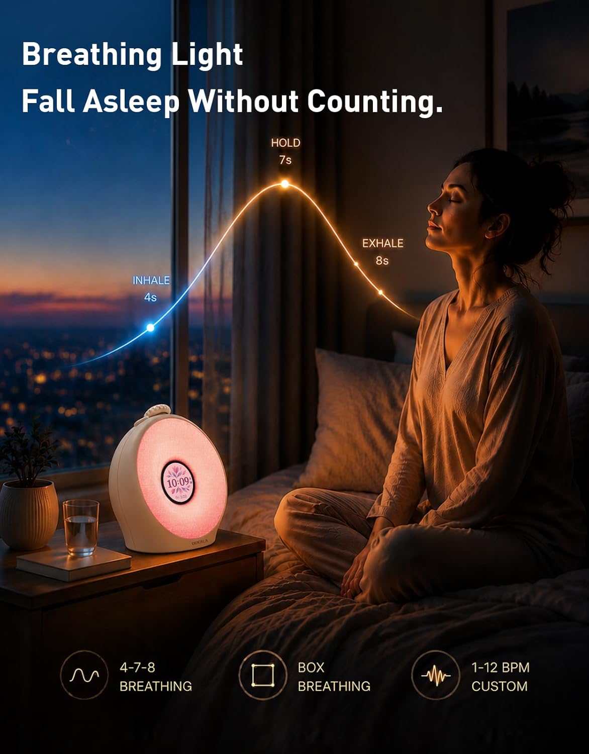 Dekala Sunrise Alarm Clock for Heavy Sleepers with Pulse Wake, Sunset Sound Machine with Breathing Ambient Light, Loud Alarm for Bedrooms, Wake Up Light, Digital Color Display & 7 Themes, No App