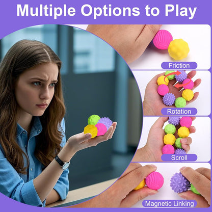 BUSOHA Silicone Magnetic Fidget Balls - 4 Pack Fidget Toys for Adult