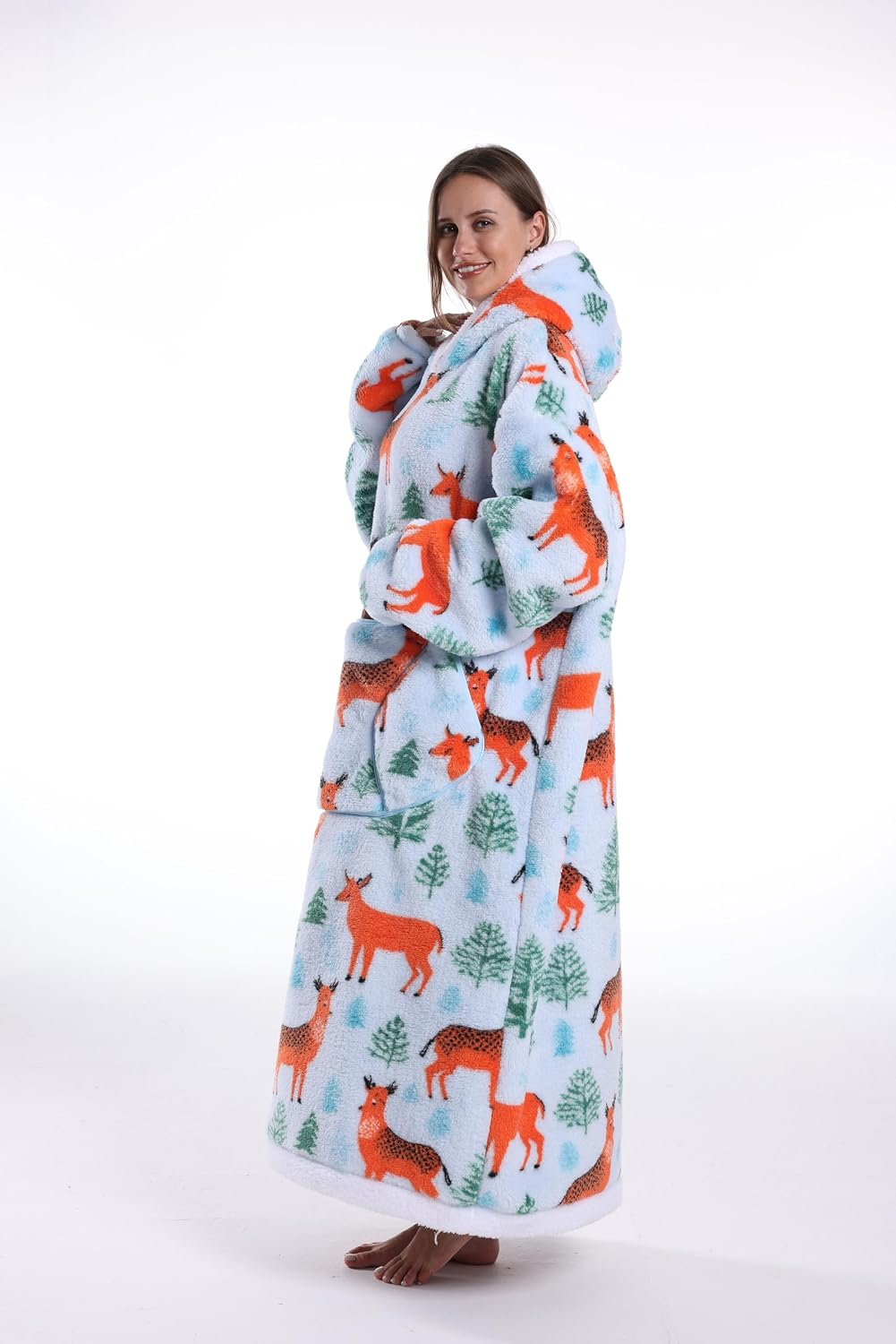 Capecage Blanket Hoodie, Long Hooded Blanket Sweatshirt as Birthday Gifts for Women Men, Long Wearable Blanket for Women Men.