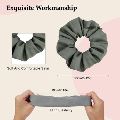 Satin Scrunchies for Women – 8PCS Blush & Brown Silk Hair Ties Set – No Crease, Frizz-Free, Gentle Elastic Hair Bands, Soft & Stylish Everyday Hair Accessories Gifts