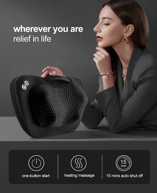 VIKTOR JURGEN Shiatsu Back Massager with Heat – Deep Tissue Massage for Neck, Shoulder, Back Pain Relief, Electric Kneading 3D Massage Pillow, Christmas for Men Women Dad Wife Mom Gifts (NOT Cordless)