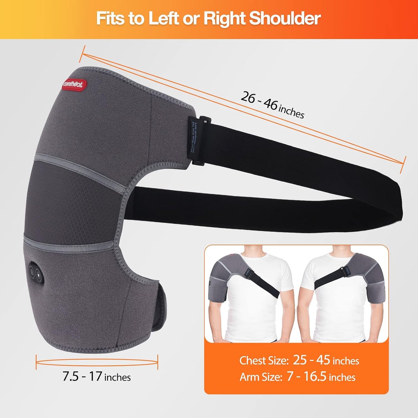 Shoulder Heating Pad Massager for Rotator Cuff Upper Arm Pain Relief, USB Powered Heated Shoulder Wrap with Vibration Massage for Women Men Travel Outdoor (Non-Rechargeable)