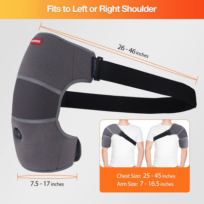 Shoulder Heating Pad Massager for Rotator Cuff Upper Arm Pain Relief, USB Powered Heated Shoulder Wrap with Vibration Massage for Women Men Travel Outdoor (Non-Rechargeable)