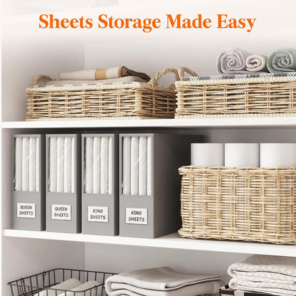 Lifewit Bed Sheet Organizer, Foldable Bedding Sheet Organizers and Storage with Large Clear Window and Label, Sheets Organizer for Linen Closet, Storage Box Bins with Lids for Duvet Cover Set