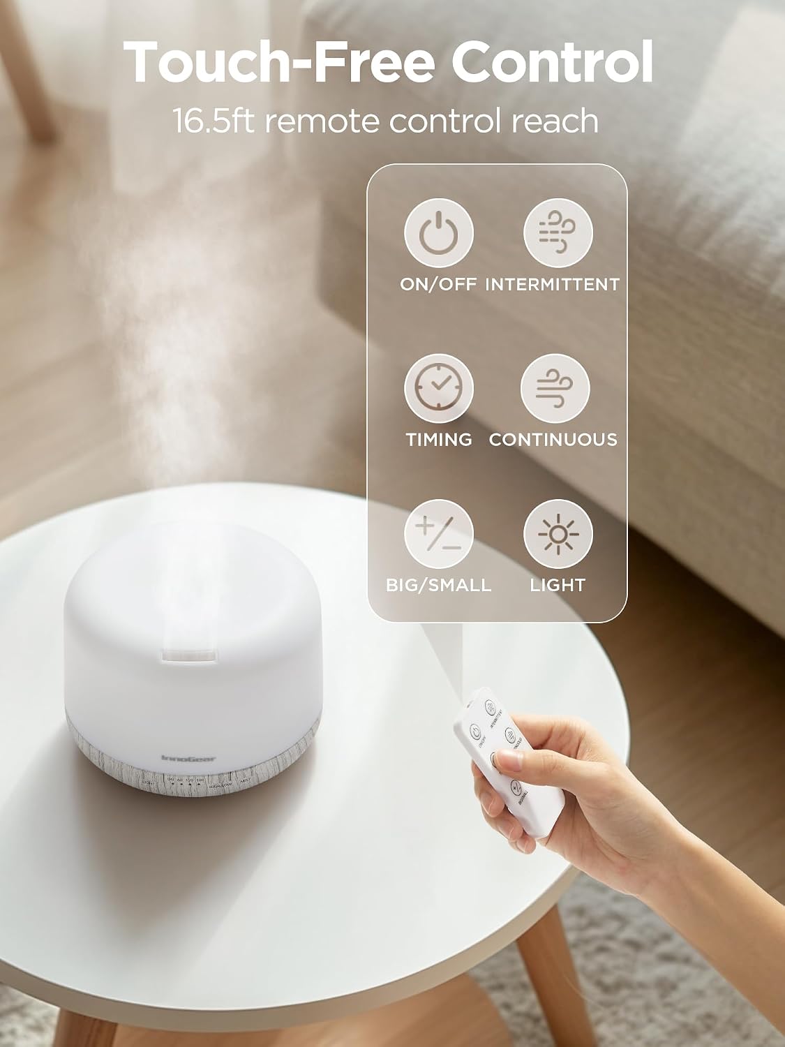 InnoGear Aromatherapy Diffuser & 10 Essential Oils Set, 500ml Essential Oil Diffuser with Remote Control Mother's Gift Ultrasonic Cool Mist Scent Humidifier Vaporizer Auto-Off Timer for Home, Yellow