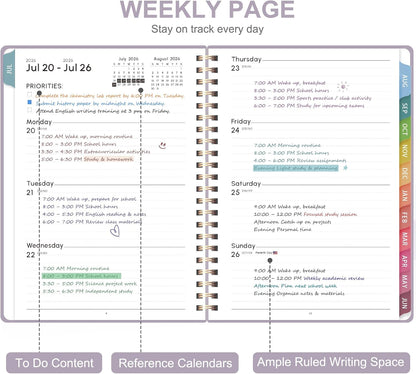 Planner 2026-2027, Weekly and Monthly Calendar Planner, JUL 2026 - JUN 2027 | A5(6.3'' x 8.5''), Hardcover, Agenda Book, Sprial Bound, Inner Pocket, Office and School Use