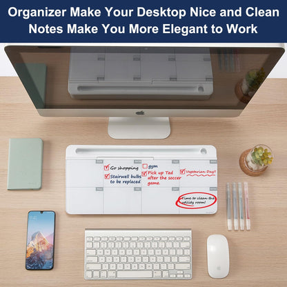 TSJ OFFICE Whiteboard Weekly Dry-Erase-Board - Desktop White Board Calendar Desk Organizers with Accessories Computer Keyboard Stand with Drawer, for Office, Home, School Supplies - White Calendar