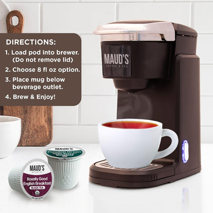 Maud's Organic Chamomile Lavender Tea Pods, 24 ct, Single Serve Pods – 100% Gourmet Blended Tea Leaves, Compatible with Keurig K Cups Maker