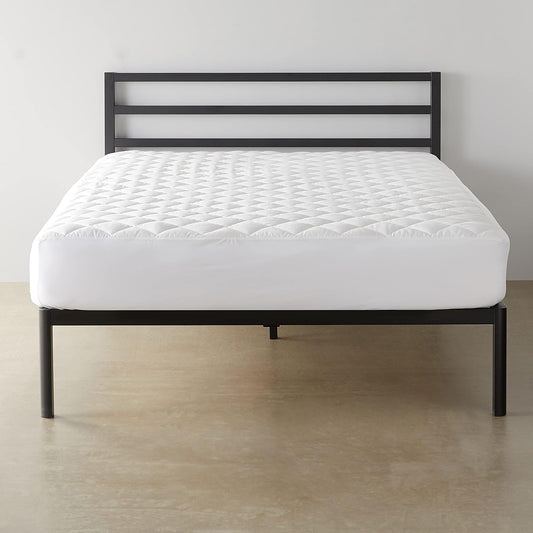 Amazon Basics Hypoallergenic Quilted Breathable Mattress Topper Pad with Protection, 18 Inches Deep, King Size, White