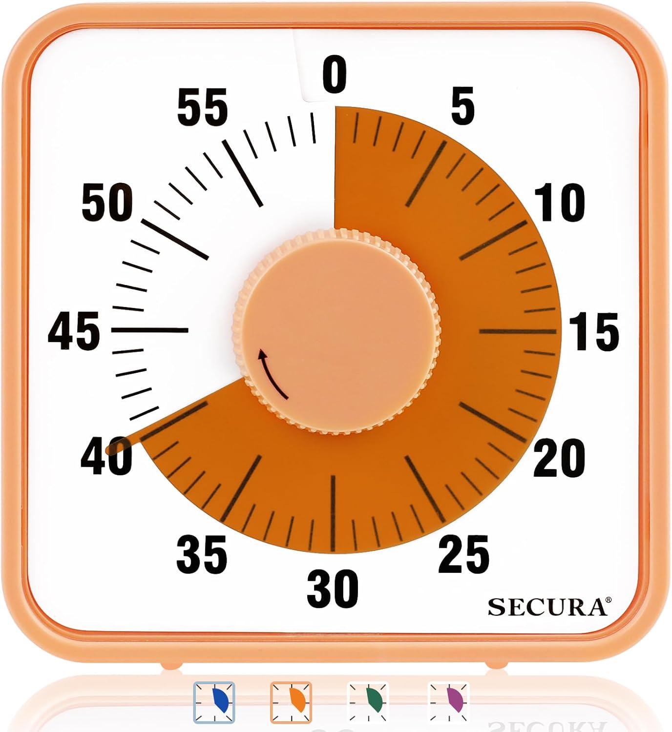 Secura 7.5 Inch Visual Timer, 60 Minute Visual Oversize Countdown Timer for Kids and Adults, Durable Mechanical Time Management Tool (Dark Green)