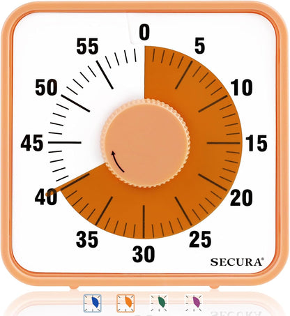 Secura 7.5 Inch Visual Timer, 60 Minute Visual Oversize Countdown Timer for Kids and Adults, Durable Mechanical Time Management Tool (Dark Green)