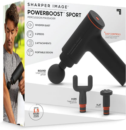 Sharper Image Powerboost Versa Heat & Cold Therapy Percussion Massage Gun