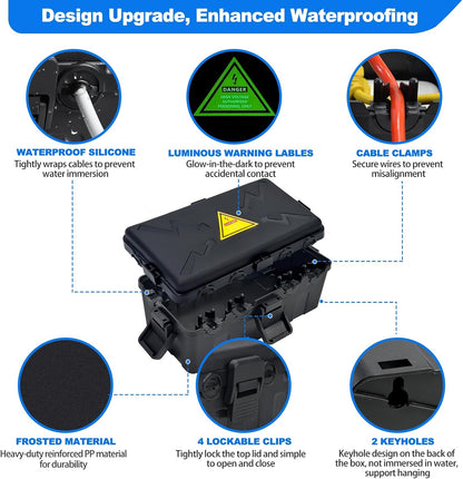 Hrensaw Large Outdoor Electrical Box Waterproof(12.5x8.5x5inch),IP54 Waterproof Outdoor Outlet Covers,Weatherproof Extension Cord Covers Protect Outlet,Plug,Timer,Power Strip,Holiday Light,Black