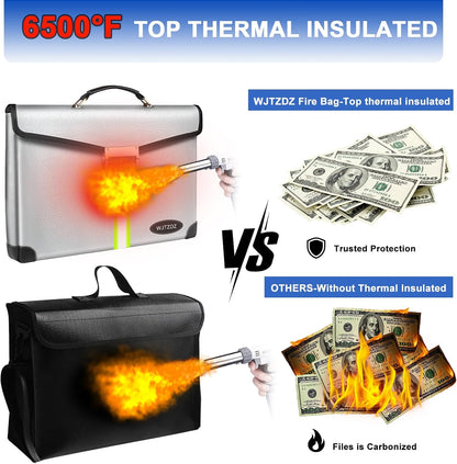 Upgraded Fireproof Money Bag,10 Layers of Heat Insulated Materials 6500°F