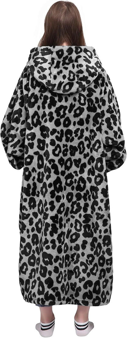 Waitu Wearable Blanket Sweatshirt Gifts for Women and Men, Warm and Cozy Giant Blanket Hoodie, Thick Flannel Blanket with Sleeves and Giant Pocket - Dark Gray