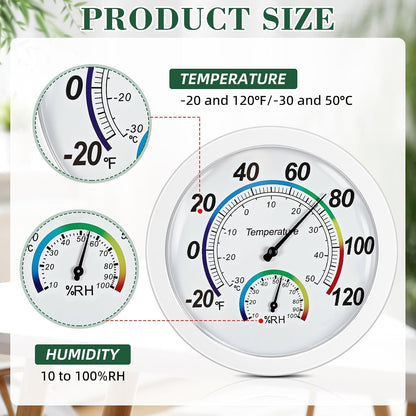 Weewooday 3 Pcs Indoor Outdoor Thermometer 2 in 1 Mini Home Temperature Humidity Hygrometer Monitor Gauge for Home Offices Wall(Silver,2.2 Inch)