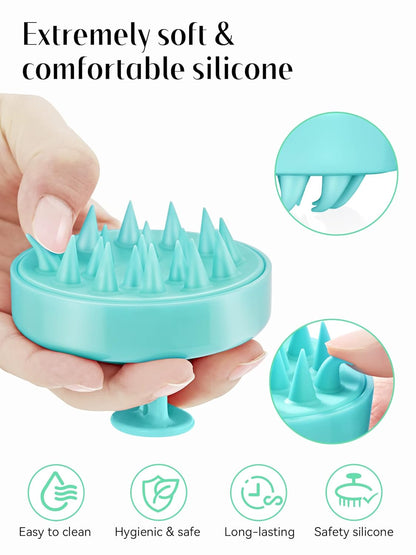 HEETA Scalp Massager Hair Growth, Soft Silicone Scalp Scrubber Shampoo Brush for Exfoliation, Dandruff Removal Head Massage Stress Relax, Wet & Dry Use for Thick Thin Curly Hair Care, Black
