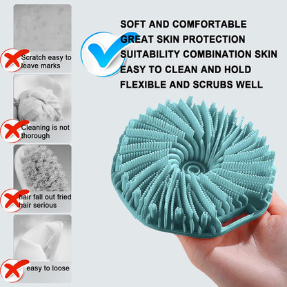 Silicone Body Scrubber – Dual-Sided Silicone Loofah for Shower, Set of 2 Soft Exfoliating Body Bath Shower Scrubber Loofah Brush Easy-to-Clean for Sensitive Kids Women Men All Kinds of Skin