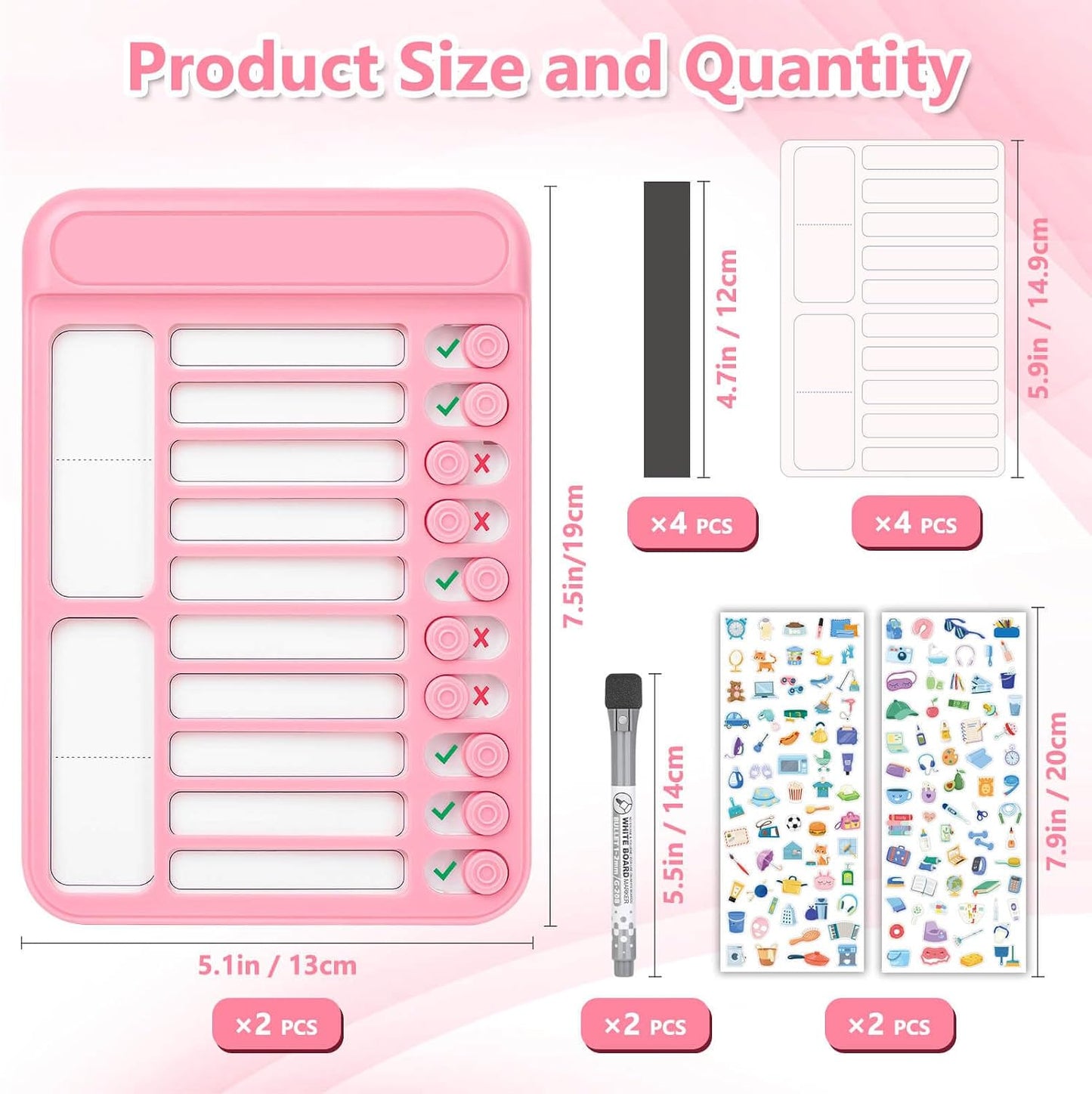 Audab Dry Erase Chore Chart for Kids, Magnetic Whiteboard Checklist Board, Chore Checklist Slider to Do List Board, Daily Routine Chart Schedule Board Task Tracker for Home Refrigerator, Wall, Desk