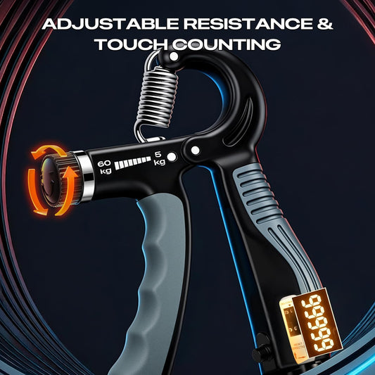 JTHEW Grip Strength Trainer - Adjustable Resistance 11-132lbs/5-60kg Hand Gripper & Forearm Strengthener Device with Smart Counter for Sports & Rehab