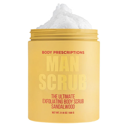 Body Prescriptions Men’s Exfoliating Body Scrub – Ultimate Skin Cleansing Wash in Jar with Twist-Top Lid, For All Skin Types, 21 Ounce (Pack of 1), Cedarwood