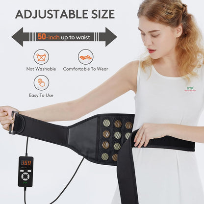 UTK Vibrating Far Infrared Heating Pad for Back Pain Relief, Hot Enough, Fathers Day Dad Gifts for Men, Massager Heating Pads for Lower Back, 16 Timers Auto-Off, 20 Natural Jade, 35-55" Adjustable