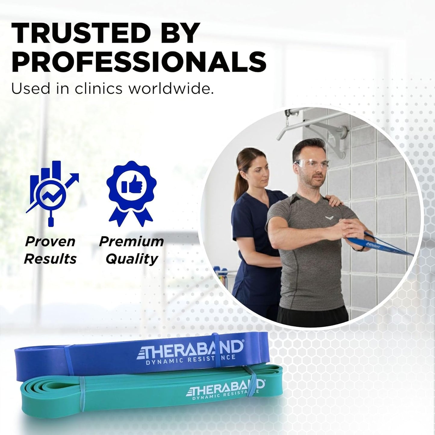THERABAND High Resistance Band Set of 2, Light and Medium Elastic Super Bands for Full Body Workouts, Physical Therapy, Strength Training, Durable 41” Loop Exercise Bands, 15-25 lbs Resistance