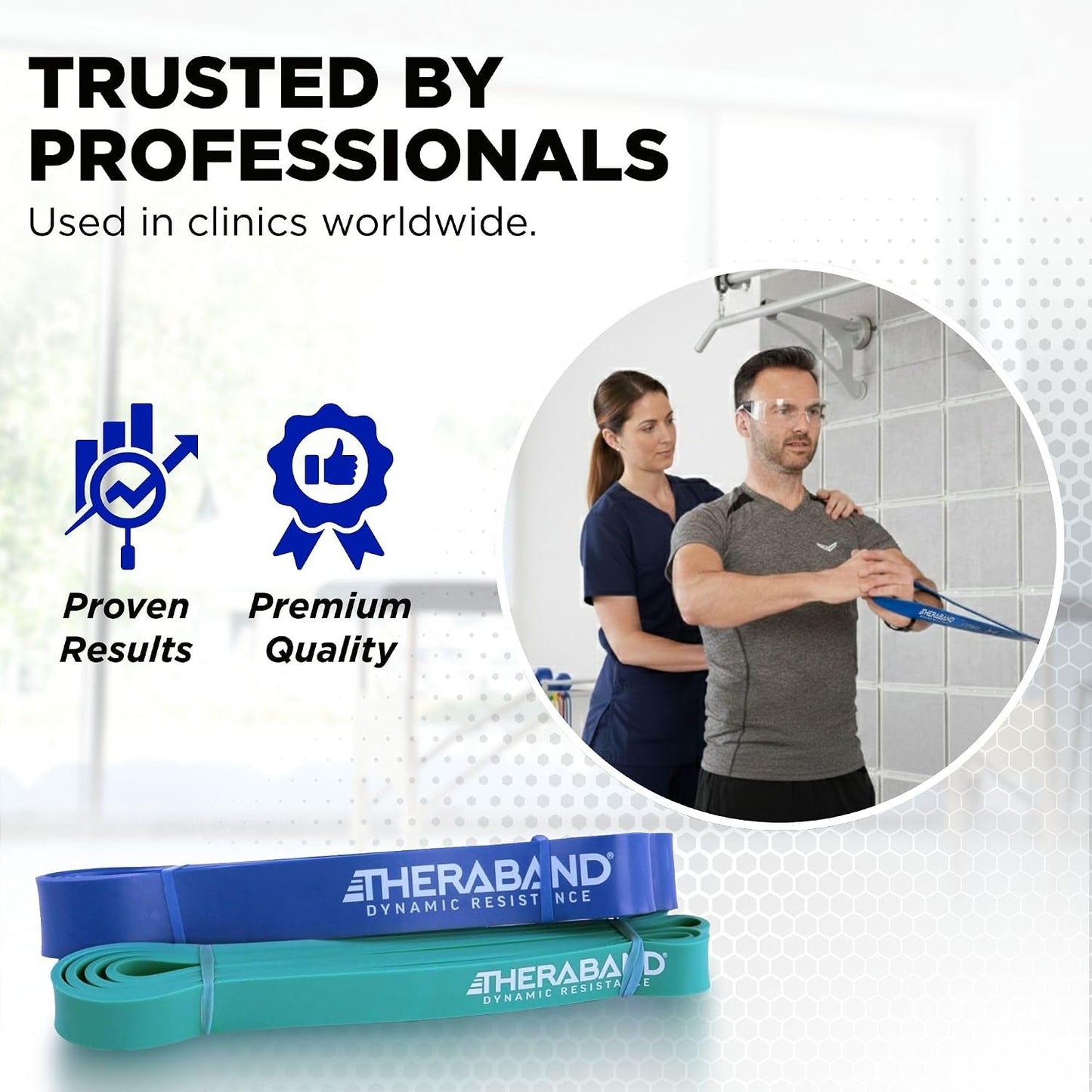THERABAND High Resistance Band Set of 2, Light and Medium Loop, 15-25 lb