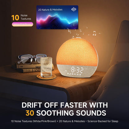 Geuuap Sunrise Alarm Clock White Noise Machine with Bluetooth Speaker,Khaki