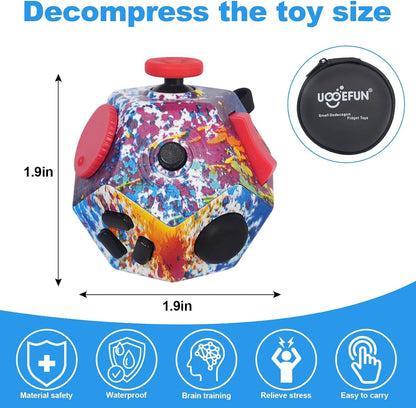 UOOEFUN Small Fidget Toys,12 Sided Fidget Toys,Mini Cube Toys Relief Stress,Autism and Anxiety Depression Anti for Kids Adults Improve Focus (Grey)