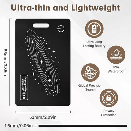 Smart Wallet Tracker Card (iOS Only) - Item Finder for Luggage, Keys & Passport 、Compatible with Apple Find My、Slim, Rechargeable & IP68 Waterproof (4 Black)