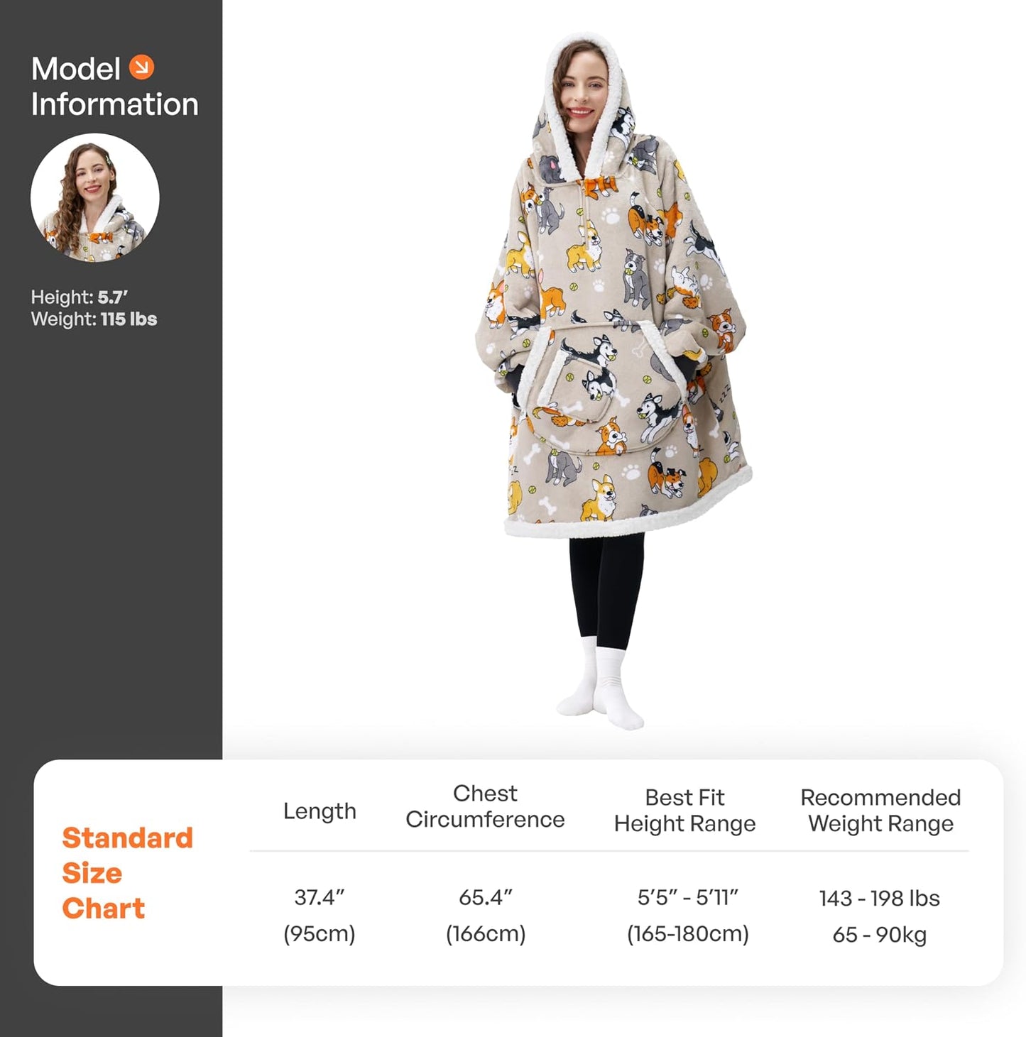 Giggling Getup Wearable Blanket Hoodie for Adults Gifts for Teen Girls Sister Women Sherpa Fleece Printed Hooded Blanket Sweatshirt Warm Cozy with Pocket & Sleeves Beige Cat