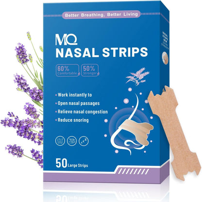 MQ 100ct Nasal Strips for Snoring Black Nose Strips for Breathing Extra Strength Snore Strips to Open Nasal Passages, Relieve Nasal Congestion