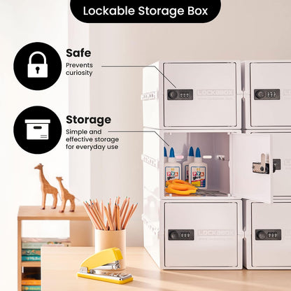 Lockabox One™ | Premium Lock Box | Medium Combination Lock Box For Food, Medicine & Home Safety | External Size 12 x 8 x 6.6 inches (Crystal)