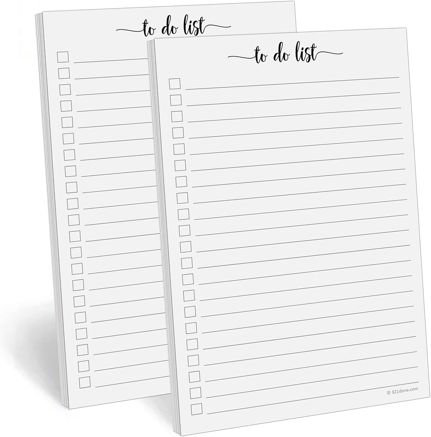 321Done To-Do Checklist Notepad, 50 Sheets Thick Paper, Half Size 5.5x8.5 College Ruled Planning Note Pad for Shopping List, Tasks Planning for Home Office, Made in USA