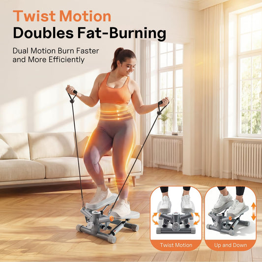 YYJO Steppers for Exercise at Home, Mini Stepper with Resistance Bands Quiet Portable Stair Stepper for Buttocks Lifting and Body Shaping