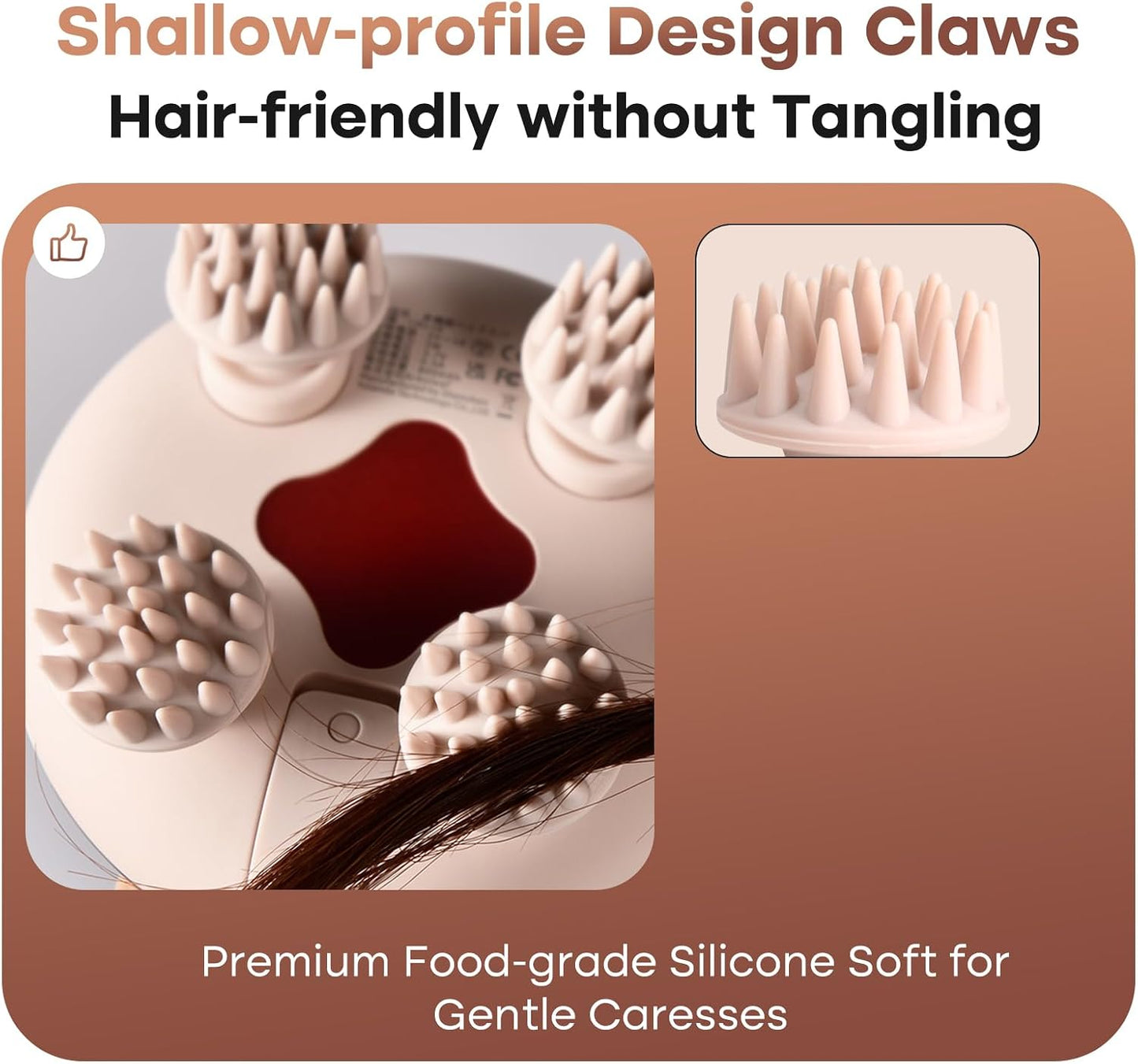 arboleaf Electric Scalp Massager Head Massager Scalp Stress Relax, 5 in 1 Kneading 128 Massage Nodes, Waterproof Hair Massage with 8 Removable Claws Cat Scratcher, Gift for Dad Mom