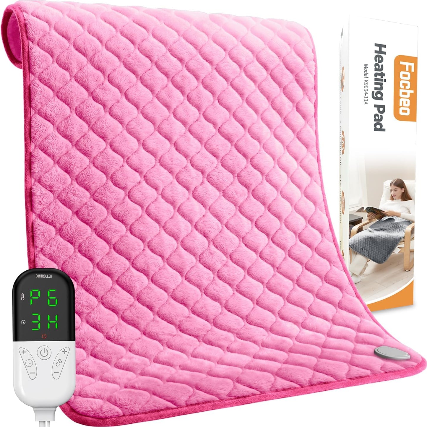 King Size Heating Pad for Back 32"x24" Extra Large Electric Heating Pad for Body Neck Shoulder Auto Shut Off Heat Pad Temperature Settings Machine Washable Gray