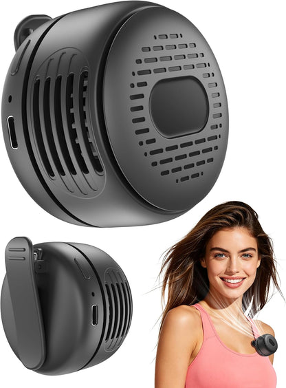 Portable Clip On Mini Fan, Personal Wearable Bladeless Fan with Sturdy Clip for Shirt Waist Bag Strap & Baby Carrier, Lightweight 2.89oz Rechargeable Whirlwind Fans for Work Travel Theme Park Wedding